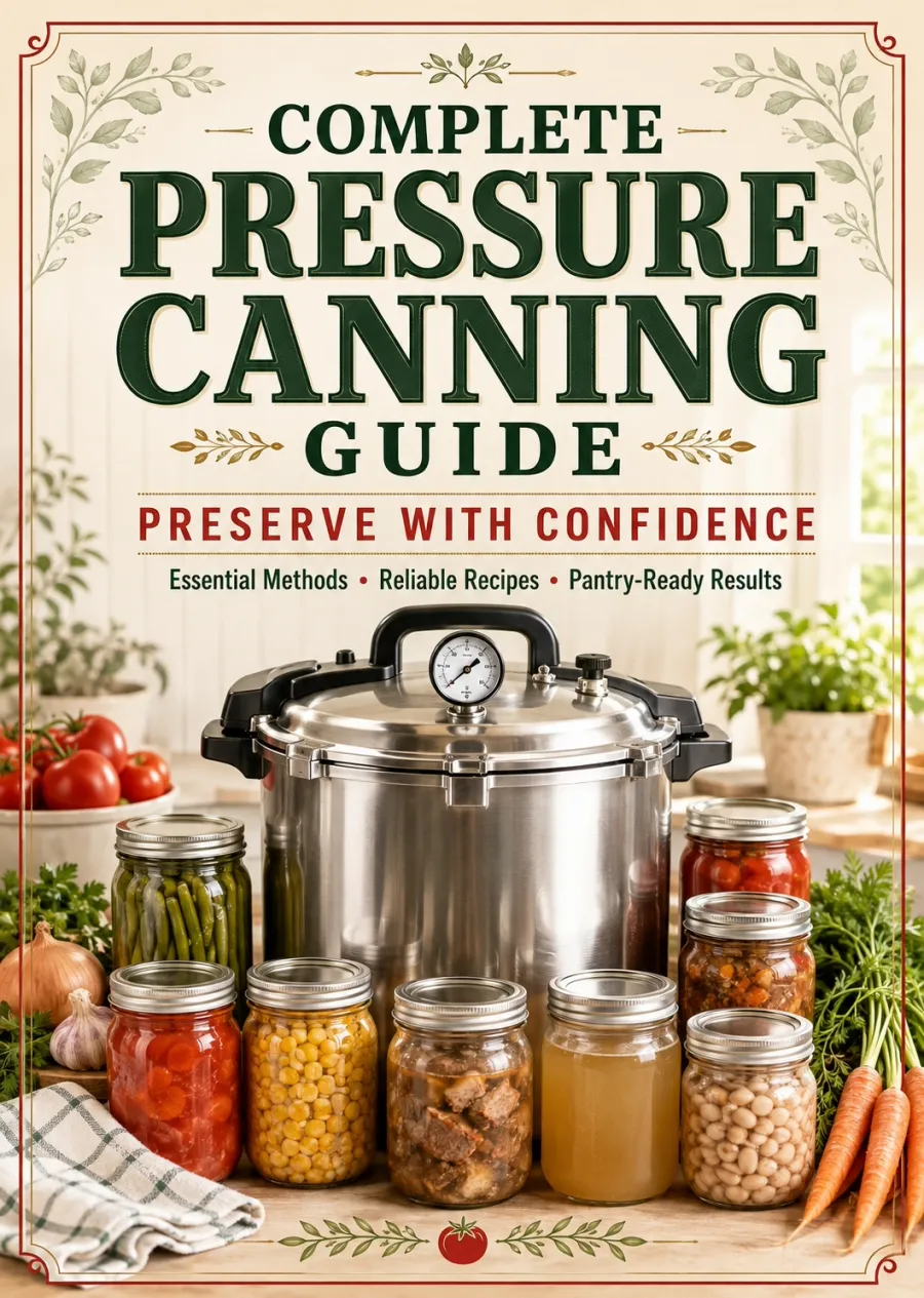 Complete Pressure Canning Guide for Beginners – Practical Food Preservation Methods, Pantry Storage Tips & Homemade Recipes for Vegetables, Meat, Soups and Broths